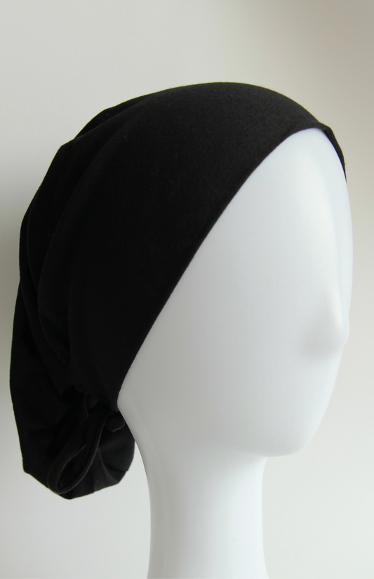 Black - Tie Back Hijab Cap