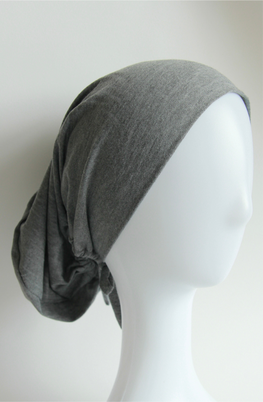 Grey - Tie Back Hijab Cap
