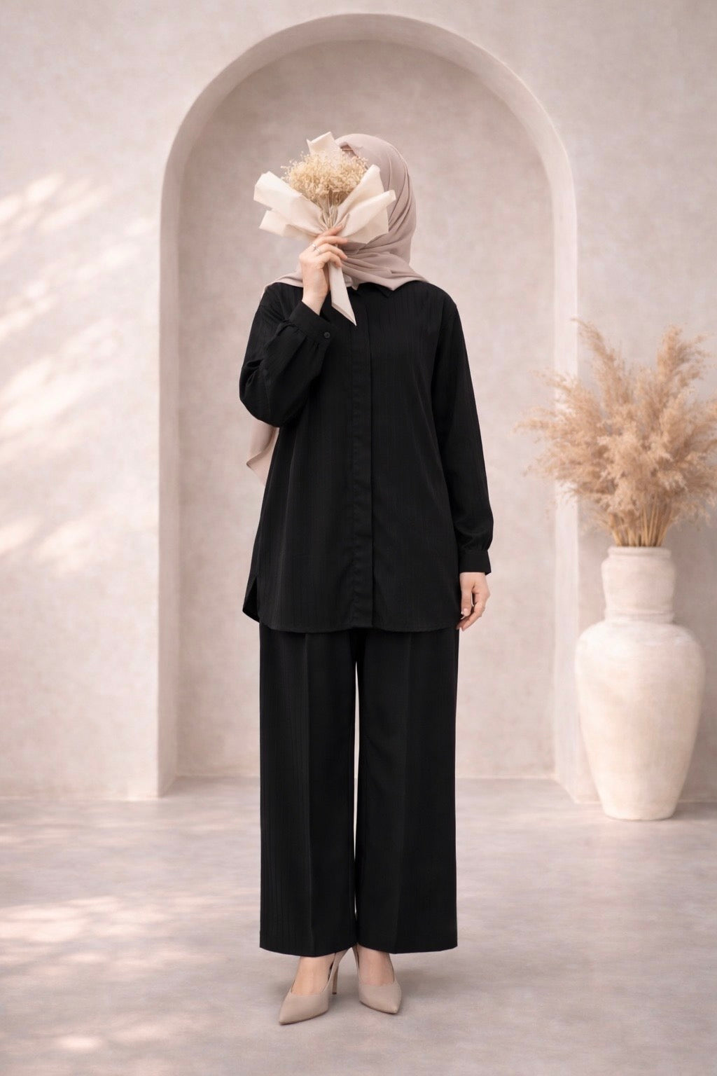 Midnight Pleated Set