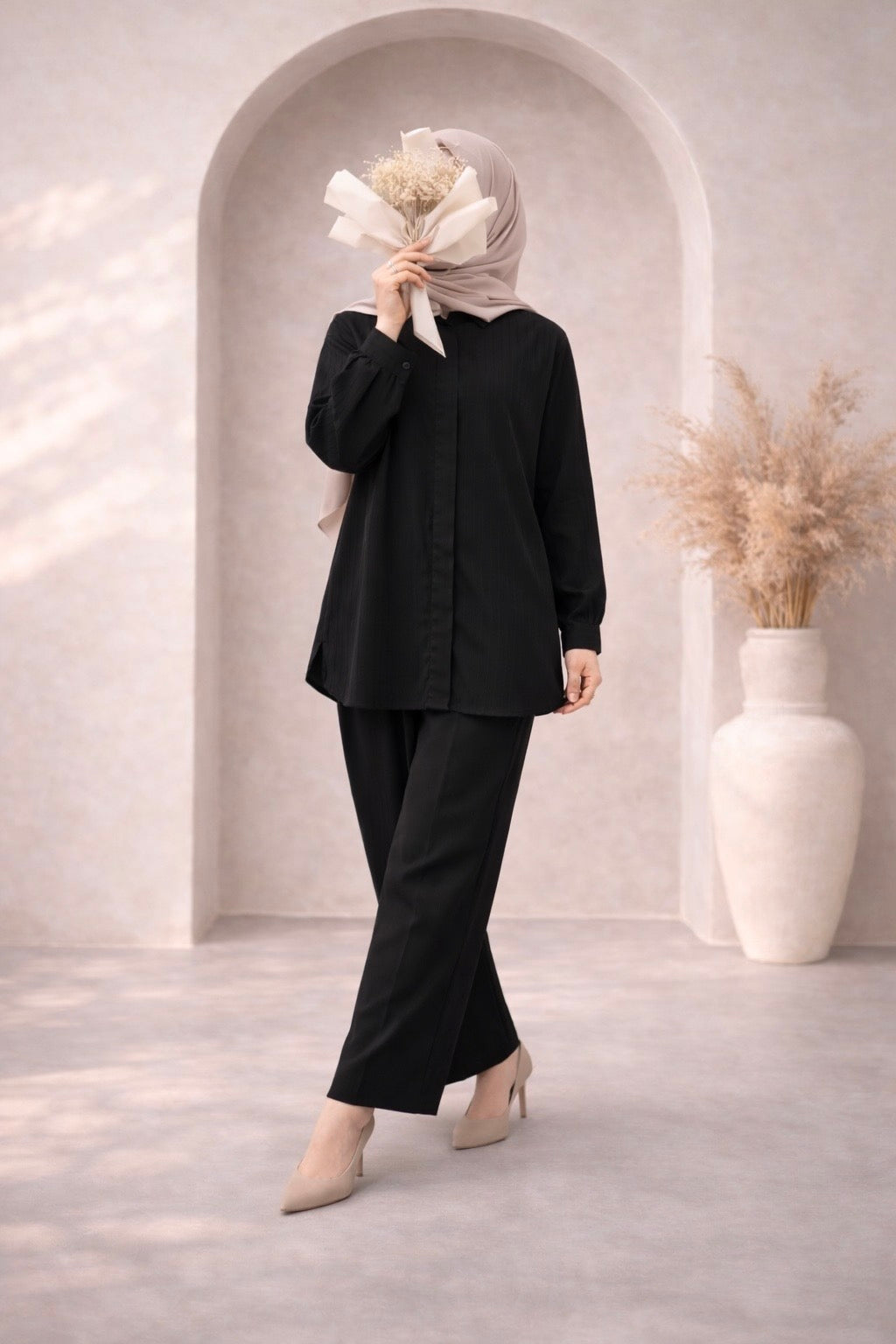 Midnight Pleated Set