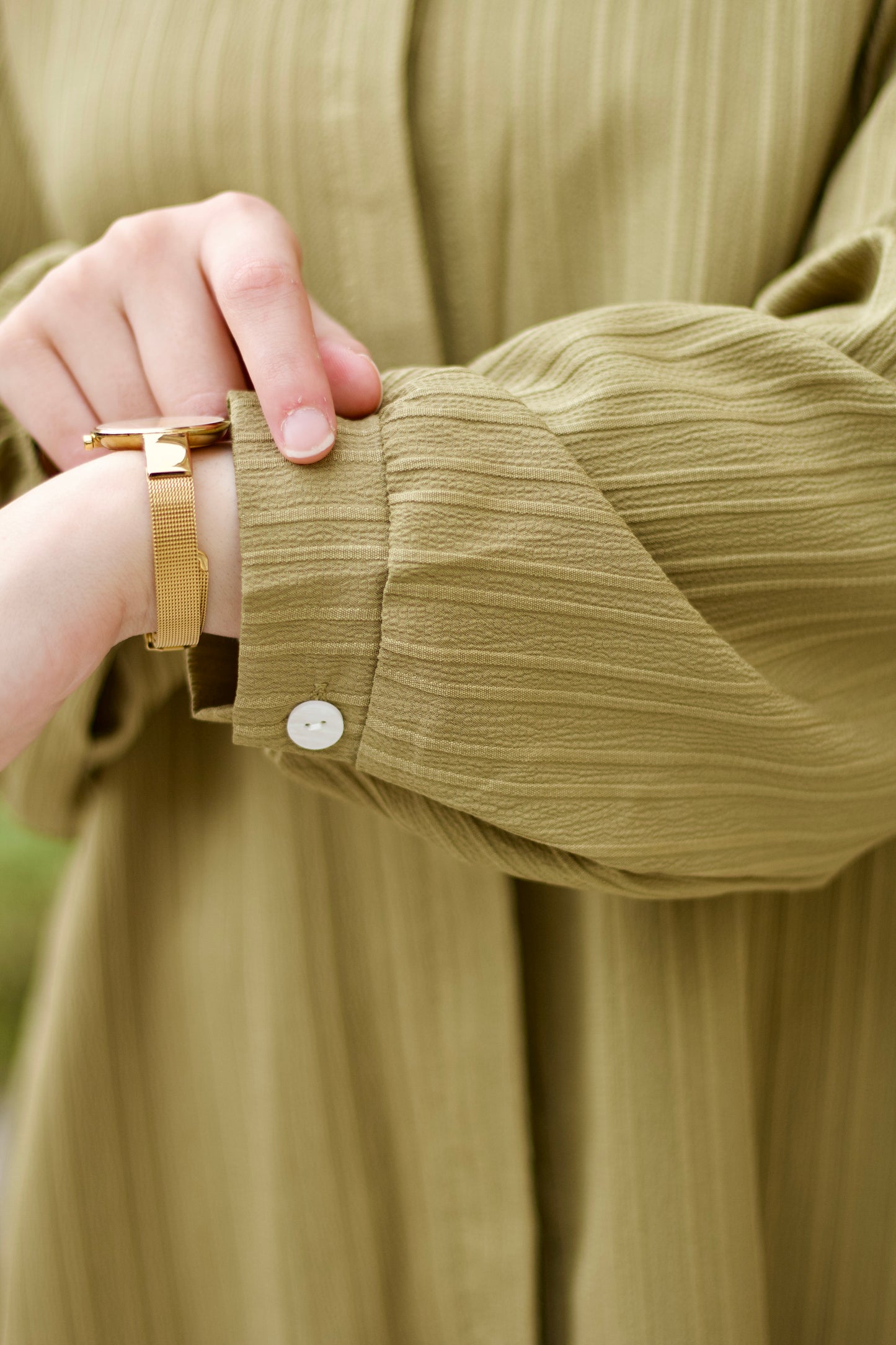 Olive Green Pleated Set